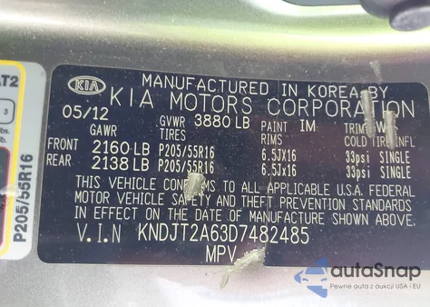 2013 Kia Soul + из США, поврежденный, VIN KNDJT2A63D7482485